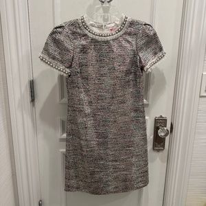 Betsey Johnson midi dress silver pearl details